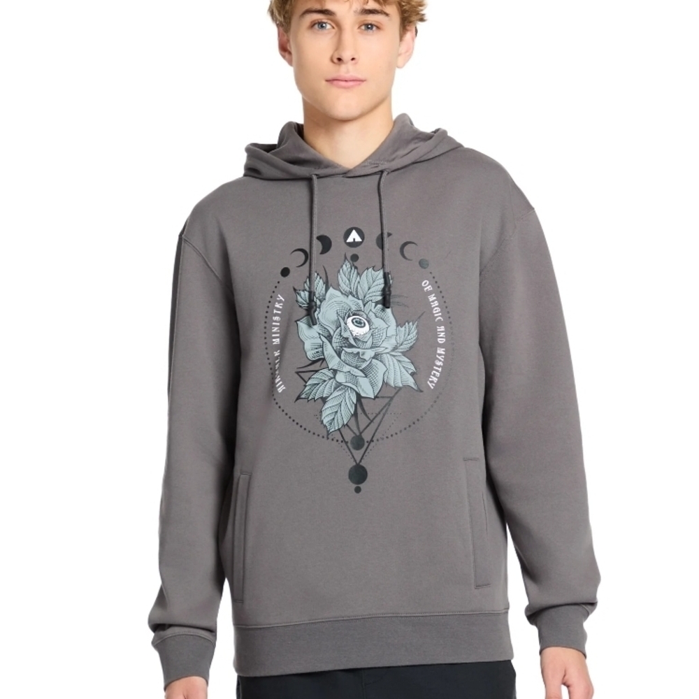 Gray Hoodie with Intricate Design and Casual Style